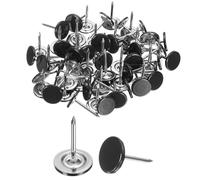 sourcing map 200Pcs Push Pins, 11mmx17mm Round Flat Head Decorative Thumb Tacks Upholstery Tacks for Cork Board Office Wall Hangings, Black