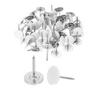 sourcing map 200Pcs Push Pins, 11mmx17mm Round Flat Head Decorative Thumb Tacks Upholstery Tacks for Cork Board Office Wall Hangings, White