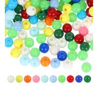 sourcing map 200pcs Random Dark Color Acrylic Round Beads 6mm Dia 1.9mm Hole Plastic Resin Smooth Balls Loose Bead for Jewelry Making Bracelets Necklace Earrings DIY