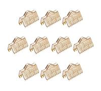 sourcing map 200Pcs Ribbon End Crimp Clamps, 10mm Stripe Texture Pinch Cord End Clasps for DIY Bracelet Making, Gold Tone