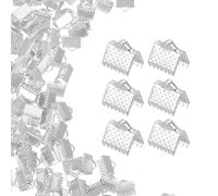 sourcing map 200Pcs Ribbon Ends, 8mm Ribbon Crimp Clamp End Bookmark Leather Pinch Crimps Cord Ends, Foldable Clasps Crimp End for Necklace Bracelet DIY Craft Making, Silver