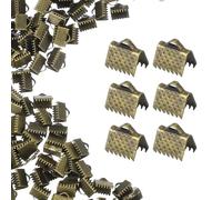 sourcing map 200Pcs Ribbon Ends, 8mm Ribbon Crimp Clamp End Bookmark Leather Pinch Crimps Cord Ends, Foldable Clasps Crimp End for Necklace Bracelet DIY Craft Making, Bronze