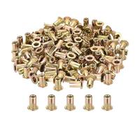 sourcing map 200Pcs Rivet Nut Flat Head, M4 Carbon Steel Threaded Insert Nuts Knurled Body