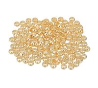 sourcing map 200Pcs Round Crimp Beads, 3.5mm Metal Spacer Loose Beads Metal Clamp Ends Tiny Stoppers Bead for Bracelet Jewelry Making Craft DIY, Light Gold