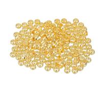 sourcing map 200Pcs Round Crimp Beads, 4mm Metal Spacer Loose Beads Metal Clamp Ends Tiny Stoppers Bead for Bracelet Jewelry Making Craft DIY, Gold