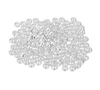 sourcing map 200Pcs Round Crimp Beads, 4mm Metal Spacer Loose Beads Metal Clamp Ends Tiny Stoppers Bead for Bracelet Jewelry Making Craft DIY, Silver