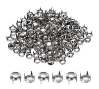 sourcing map 200pcs Round Dome Rivets 6mm Carbon Steel 4 Claw Rivet Metal Spike Studs Spots Punk Rock for Leather Craft Clothes Belt Bag Shoes Bracelet Accessories, Silver