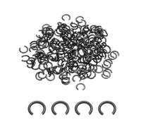 sourcing map 200Pcs Round Wire C-Clips, 70Mn Carbon Structural Steel Internal Snap Rings, Retaining Rings Round Wire Snap Rings for 4mm Hole, Black