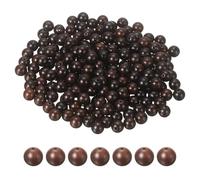 sourcing map 200pcs Round Wooden Beads, 10mm Dia Small Wood Beads for DIY Crafts, Bracelet, Wristlet, Necklace, Jewelry Making, Black Wood Color