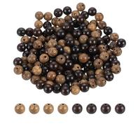 sourcing map 200pcs Round Wooden Beads, 8mm Dia Small Wood Beads for DIY Crafts, Bracelet, Wristlet, Necklace, Jewelry Making, Khaki Brown&Black