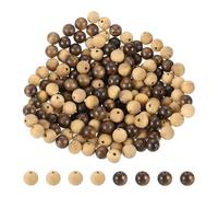 sourcing map 200pcs Round Wooden Beads, 8mm Dia Small Wood Beads for DIY Crafts, Bracelet, Wristlet, Necklace, Jewelry Making, Deep&Light Brown
