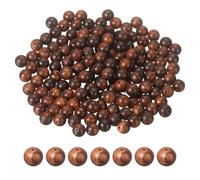 sourcing map 200pcs Round Wooden Beads, 8mm Dia Small Wood Beads for DIY Crafts, Bracelet, Wristlet, Necklace, Jewelry Making, Deep Brown