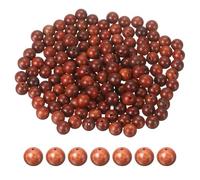 sourcing map 200pcs Round Wooden Beads, 8mm Dia Small Wood Beads for DIY Crafts, Bracelet, Wristlet, Necklace, Jewelry Making, Red Brown