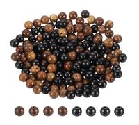 sourcing map 200pcs Round Wooden Beads, 8mm Dia Small Wood Beads for DIY Crafts, Bracelet, Wristlet, Necklace, Jewelry Making, Black&Red Brown