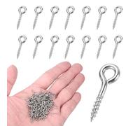sourcing map 200Pcs Screw Hooks Eyes, M1.2x13.2mm 304 Stainless Steel Small Eye Bolts Screw, Self Tapping Eye Bolts Closed-End for DIY Handwork Wooden Clay Pendants Cork Bottles, Silver Tone