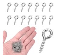 sourcing map 200Pcs Screw Hooks Eyes, M1x10mm 304 Stainless Steel Small Eye Bolts Screw, Self Tapping Eye Bolts Closed-End for DIY Handwork Wooden Clay Pendants Cork Bottles, Silver Tone