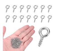 sourcing map 200Pcs Screw Hooks Eyes, M1x8mm 304 Stainless Steel Small Eye Bolts Screw, Self Tapping Eye Bolts Closed-End for DIY Handwork Wooden Clay Pendants Cork Bottles, Silver Tone
