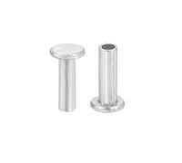 sourcing map 200Pcs Semi Tubular Rivets, 2mm x 6mm Aluminum Round Flat Head Semi-Tubular Rivet Metal Stud Rivet for Industry Household Repairing Fastening, Silver
