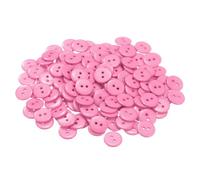 sourcing map 200pcs Sewing Button 5/8"(15mm) 2 Holes Resin Round Craft Replacement Buttons for Clothing DIY Crafts Decoration, Pink