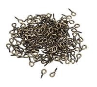 sourcing map 200Pcs Small Screw Eye Pins Hooks Mini Eyelets Screws Threaded, 4.5x10x1.2mm Self Tapping Screw for Jewelry Making Findings DIY Crafts, Bronze Tone