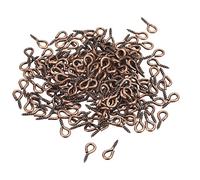sourcing map 200Pcs Small Screw Eye Pins Hooks Mini Eyelets Screws Threaded, 4.5x10x1.2mm Self Tapping Screw for Jewelry Making Findings DIY Crafts, Copper Tone