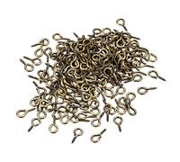 sourcing map 200Pcs Small Screw Eye Pins Hooks Mini Eyelets Screws Threaded, 4x8x1mm Self Tapping Screw for Jewelry Making Findings DIY Crafts, Bronze Tone
