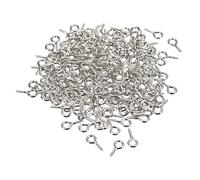 sourcing map 200Pcs Small Screw Eye Pins Hooks Mini Eyelets Screws Threaded, 5.5x12x1.2mm Self Tapping Screw for Jewelry Making Findings DIY Crafts, Nickel Silver