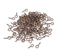 sourcing map 200Pcs Small Screw Eye Pins Hooks Mini Eyelets Screws Threaded, 5.5x12x1.2mm Self Tapping Screw for Jewelry Making Findings DIY Crafts, Copper Tone
