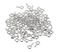 sourcing map 200Pcs Small Screw Eye Pins Hooks Mini Eyelets Screws Threaded, 5x10x1.2mm Self Tapping Screw for Jewelry Making Findings DIY Crafts, Nickel Silver