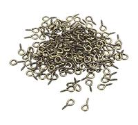 sourcing map 200Pcs Small Screw Eye Pins Hooks Mini Eyelets Screws Threaded, 5x10x1.2mm Self Tapping Screw for Jewelry Making Findings DIY Crafts, Bronze Tone