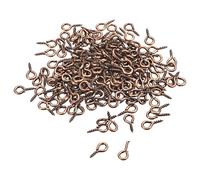 sourcing map 200Pcs Small Screw Eye Pins Hooks Mini Eyelets Screws Threaded, 5x10x1.2mm Self Tapping Screw for Jewelry Making Findings DIY Crafts, Copper Tone