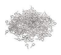 sourcing map 200Pcs Small Screw Eye Pins Hooks Mini Eyelets Screws Threaded, 5x10x1.2mm Self Tapping Screw for Jewelry Making Findings DIY Crafts, Silver White