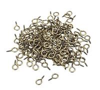 sourcing map 200Pcs Small Screw Eye Pins Hooks Mini Eyelets Screws Threaded, 6.5x13x1.2mm Self Tapping Screw for Jewelry Making Findings DIY Crafts, Bronze Tone