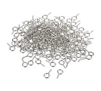 sourcing map 200Pcs Small Screw Eye Pins Hooks Mini Eyelets Screws Threaded, 6.5x13x1.2mm Self Tapping Screw for Jewelry Making Findings DIY Crafts, Nickel Silver