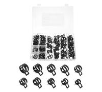 sourcing map 200pcs Spring Band Type Hose Clamps 6/8/10/12/14/15/16/18/20/22mm Fuel Line Hose Spring Clip Silicone Vacuum Hose Pipe Clamp Low Pressure Tube Clip Fastener, Black