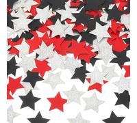 sourcing map 200Pcs Star Confetti Glitter Confetti Table for Party Wedding Festival Decorations, 1 x 1 Inch, Red, Black, Silver