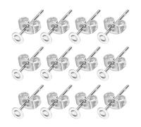 sourcing map 200Pcs Stud Earring Posts, 3mm Stainless Steel Flat Pad Ear Pin with Butterfly Earring Backs for Jewelry DIY Making Findings, Silver