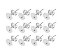 sourcing map 200Pcs Stud Earring Posts, 6mm Stainless Steel Flat Pad Ear Pin with Butterfly Earring Backs for Jewelry DIY Making Findings, Silver