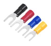 sourcing map 200Pcs SV1.25-4S Insulated Fork Spade U-Type Wire Connector Electrical Crimp Terminal 22-16AWG Blue/Black/Red/Yellow(Same Size,Length 21.5mm,Bolt Mouth 4.3mm/0.17Inch)