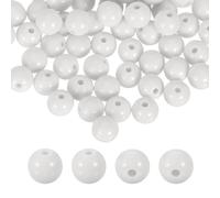 sourcing map 200pcs White Acrylic Round Beads 10mm Dia 1.9mm Hole Plastic Resin Smooth Balls Loose Bead for Jewelry Making Bracelets Necklace Earrings DIY