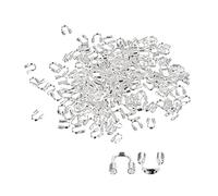 sourcing map 200Pcs Wire Guard Thread Protector Loop, 0.6mm Hole U-Shape Cable Protector for Bracelet Jewelry Making DIY, Silver Tone