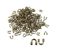 sourcing map 200Pcs Wire Guard Thread Protector Loop, 0.6mm Hole U-Shape Cable Protector for Bracelet Jewelry Making DIY, Bronze