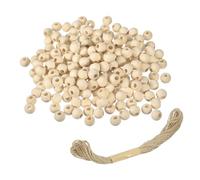 sourcing map 200Pcs Wooden Beads, 10mm/0.4inch Natural Color Ball Spacer Bead Unfinished Round Loose Beads for Crafts Making Party Decoration (3mm Hole)