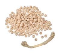sourcing map 200Pcs Wooden Beads, 6mm/0.2inch Natural Color Ball Spacer Bead Unfinished Round Loose Beads for Crafts Making Party Decoration (2mm Hole)