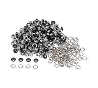 sourcing map 200set Grommets Kit Metal Eyelets 4.5mm 3/16" Hole Tiny Grommet for Shoes Clothes Belt Bag DIY Project, Black