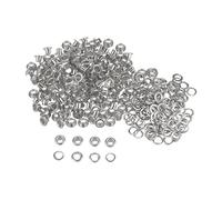 sourcing map 200set Grommets Kit Metal Eyelets 4mm 1/6" Hole Tiny Grommet for Shoes Clothes Belt Bag DIY Project, Silver Tone