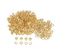 sourcing map 200set Grommets Kit Metal Eyelets 4mm 1/6" Hole Tiny Grommet for Shoes Clothes Belt Bag DIY Project, Gold Tone