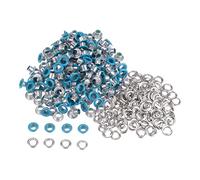 sourcing map 200set Grommets Kit Metal Eyelets 4mm 1/6" Hole Tiny Grommet for Shoes Clothes Belt Bag DIY Project, Sky Blue