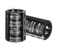 sourcing map 200V 2200uF Snap in Electrolytic Capacitor, 2 Pcs 2 Pin Audio Amplifier Aluminum Electrolytic Capacitor for Filter Audio Smart Home Appliances Electronic Component(Black,51.5x35mm)