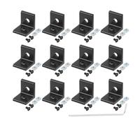 sourcing map 2020A Aluminum Extrusion Profile Corner Bracket, 2 Holes L-Shape Bracket, Right Angle Joint Connectors, Black, 1 Set